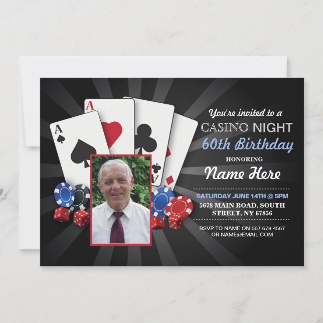 Casino Night Las Vegas Foto Einladung zum Geburtst (Vorderseite)