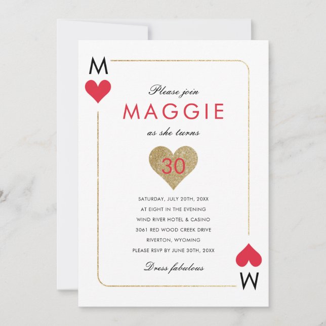 Casino Night Party Einladung (Vorderseite)