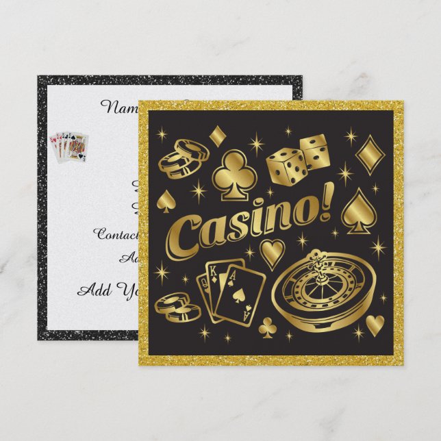 Casino Night Party Einladung (Vorne/Hinten)