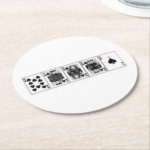 Casino Night Poker Royal Straight Flush Pik Runder Pappuntersetzer
