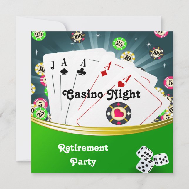 Casino Night Retirement Party Einladungen (Vorderseite)
