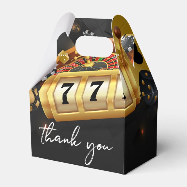 Casino Night Vielen Dank Party Black Gold Geschenkschachtel (Vorderseite)