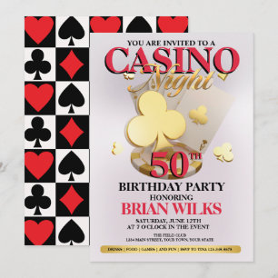 Casino Nuit Anniversaire Fête Invitation