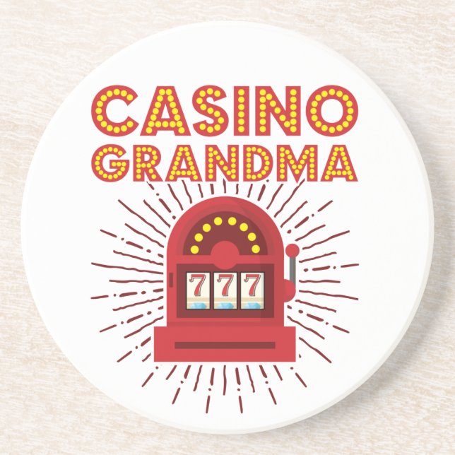 Casino Oma Spielautomat Großmutter Getränkeuntersetzer (Vorne)
