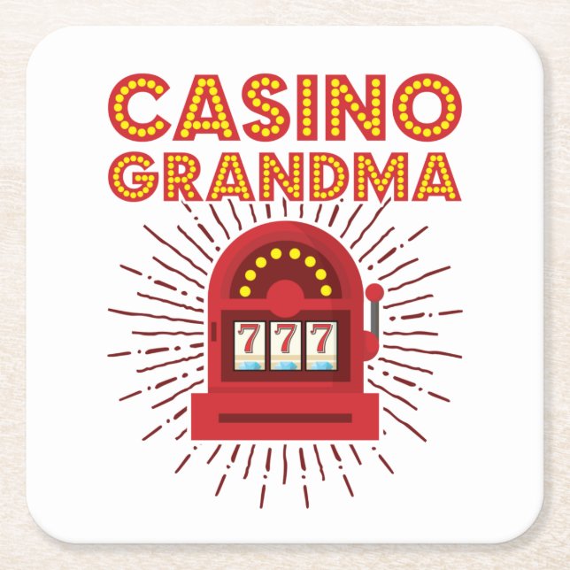 Casino Oma Spielautomat Großmutter Rechteckiger Pappuntersetzer (Vorderseite)