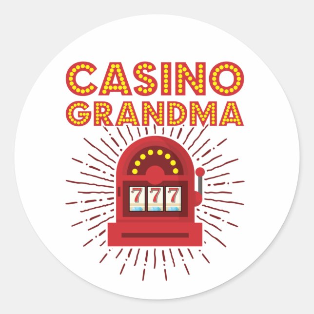 Casino Oma Spielautomat Großmutter Runder Aufkleber (Vorderseite)