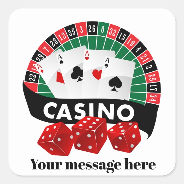 Casino Party E-Mail-Aufkleber Quadratischer Aufkleber (Vorderseite)