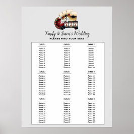 CASINO Party Sitzschild, Hochzeitssitzkarte Poster