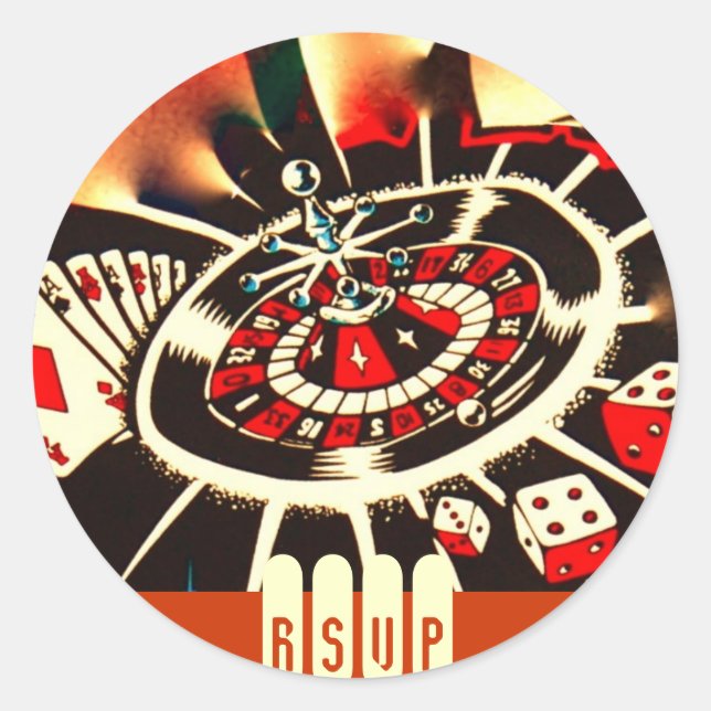 Casino Party UAWG Runder Aufkleber (Vorderseite)