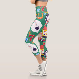 Casino Pattern Capri Leggings