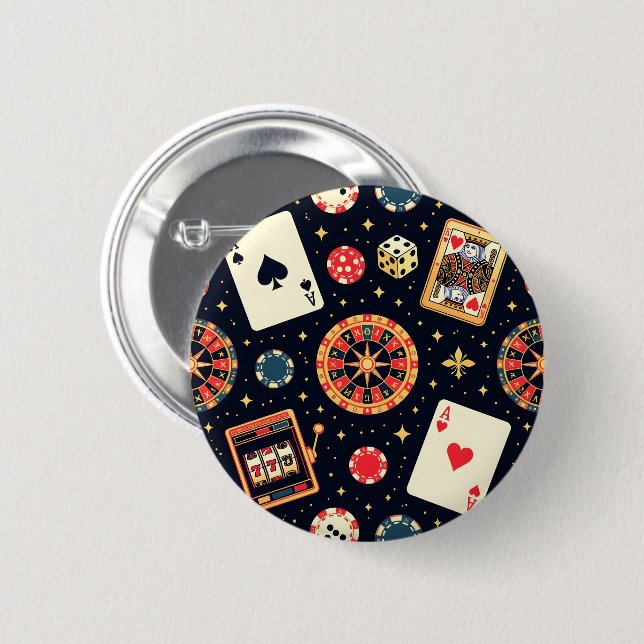 Casino pattern theme on black button (Vorne & Hinten)