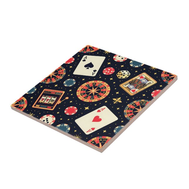 Casino pattern theme on black fliese (Seite)