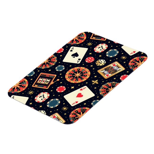 Casino pattern theme on black magnet (Linke Seite)