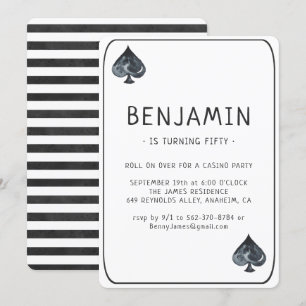 Casino Pique Jouer Carte Anniversaire Invitation