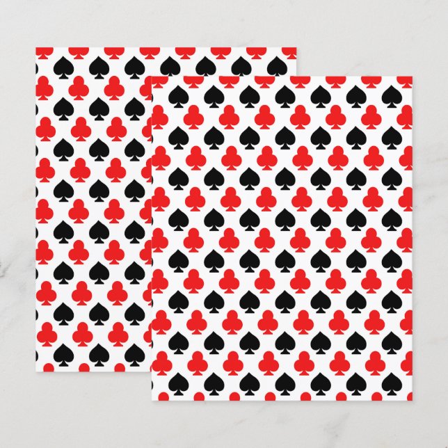 Casino Playing Cards Clubs Spades Scrapbook Paper (Vorne/Hinten)