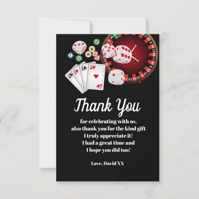 casino, poker, adulte, carte de remerciements (Devant)