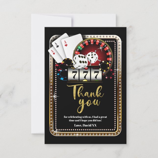 casino, poker, adulte, carte de remerciements (Devant)