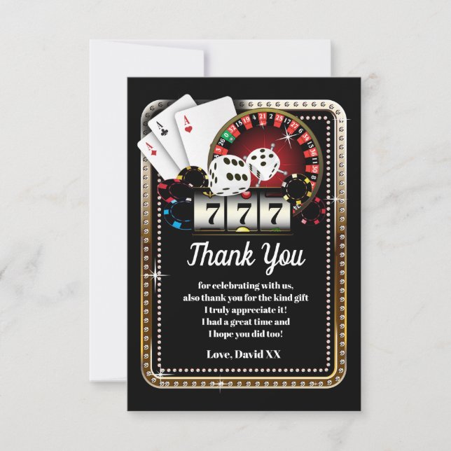 casino, poker, adulte, carte de remerciements (Devant)