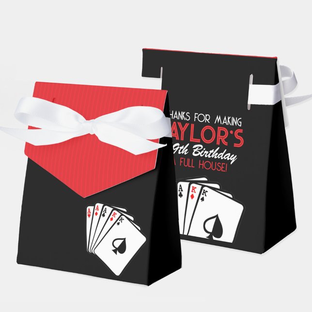 Casino Poker Ballotins de fête d'anniversaire (Casino Poker Birthday Party Favor Boxes with Personalized Thank You Back)
