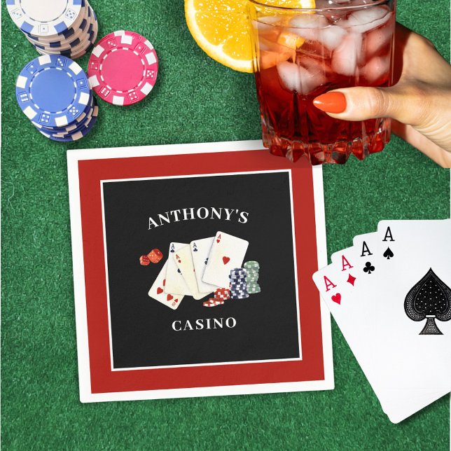 Casino Poker Card Party Personalisiert Serviette (Von Creator hochgeladen)