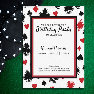 Casino Poker Carte Jeu thème Anniversaire Invitati