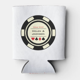 Casino Poker Chip Black Cream White Vegas Wedding Dosenkühler