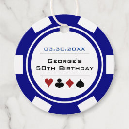 Casino Poker Chip in Navy Blue und White Geschenkanhänger