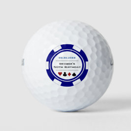Casino Poker Chip in Navy Blue und White Golfball