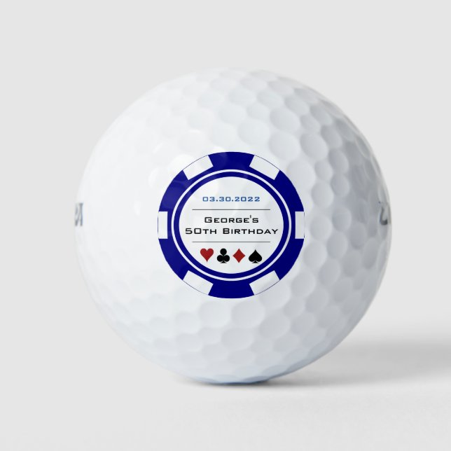 Casino Poker Chip in Navy Blue und White Golfball (Vorderseite)