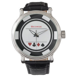 Casino Poker Chip Las Vegas Schwarz-weiß Armbanduhr