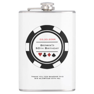 Casino Poker Chip noir et blanc Flacon d'anniversa