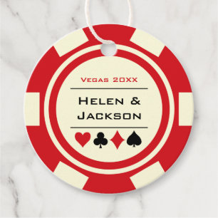 Casino Poker Chip Red und Elfenbeinheirat Geschenkanhänger