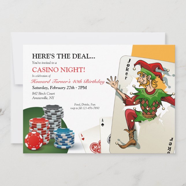 Casino Poker Einladung (Vorderseite)