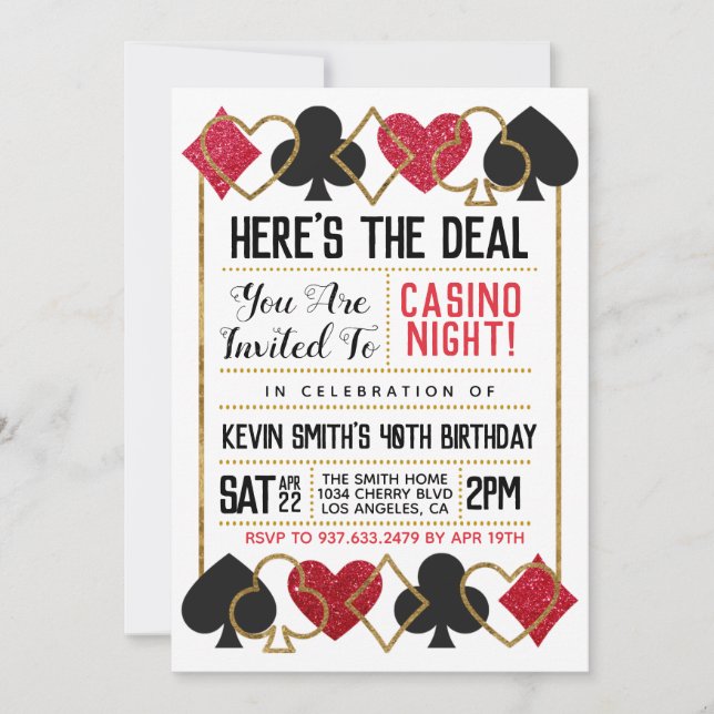 Casino Poker Einladung (Vorderseite)