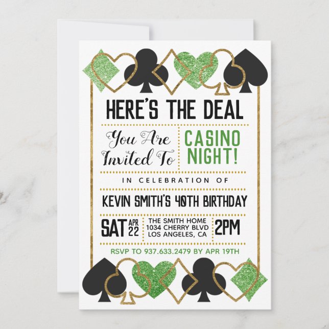 Casino Poker Einladung (Vorderseite)