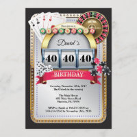 Casino Poker Jouer Carte Anniversaire Invitation