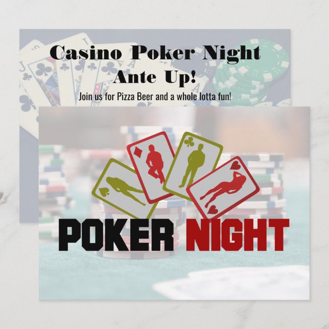 Casino Poker Party Einladung (Vorne/Hinten)
