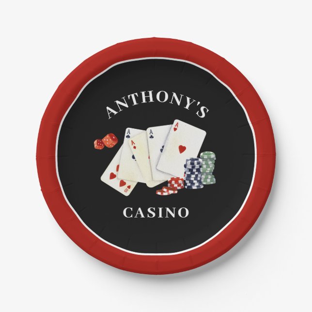 Casino Poker Party Personalisiert Pappteller (Vorderseite)