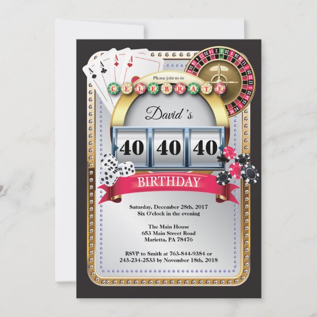 Casino Poker Spielkarte Geburtstag Einladung (Vorderseite)