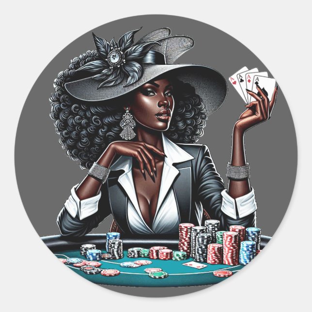 Casino Poker Spielspazierweg Runder Aufkleber (Vorderseite)
