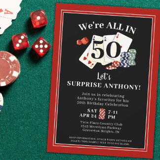 Casino Poker Überraschung Geburtstagsparty Einladung
