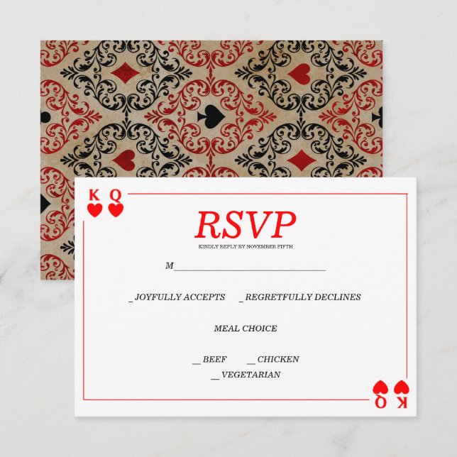 Casino Poker | Vegas Lecture Cartes Carte de répon (Devant / Derrière)