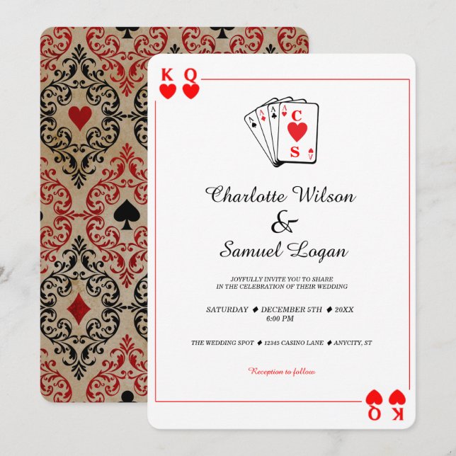 Casino Poker | Vegas Wedding Einladung (Vorne/Hinten)