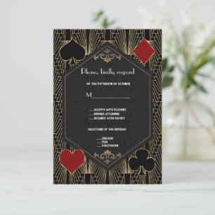Casino Roaring 20er Vegas Gatsby Art Deco Hochzeit RSVP Karte