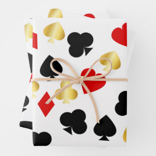 Casino Rot, Black and Gold Card Anzug Gambling Geschenkpapier Set