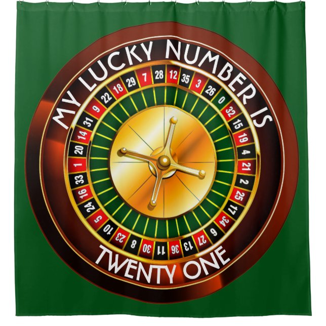 Casino Roulette Rad mit Ihrer Glückszahl Duschvorhang (Vorderseite)