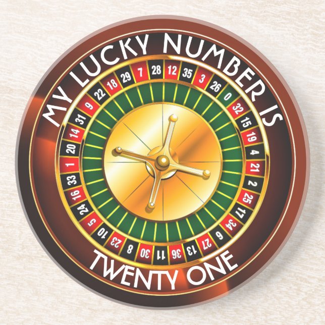 Casino Roulette Rad mit Ihrer Glückszahl Getränkeuntersetzer (Vorne)