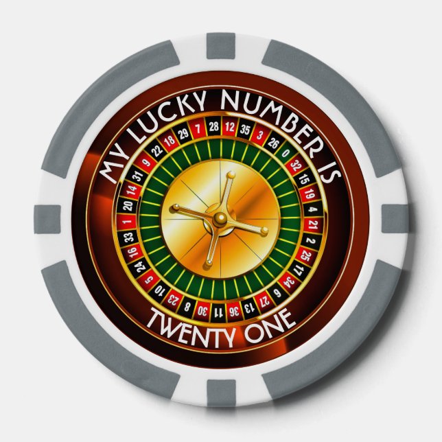 Casino Roulette Rad mit Ihrer Glückszahl Pokerchips (Vorderseite)