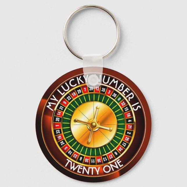 Casino Roulette Rad mit Ihrer Glückszahl Schlüsselanhänger (Vorderseite)