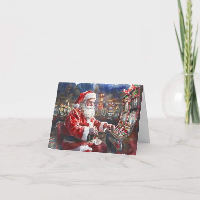 Casino Santa Christmas Card Feiertagskarte (Vorderseite)
